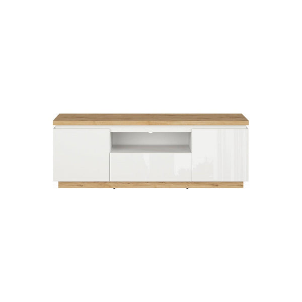 Comoda TV ERLA, alb/stejar sonoma, PAL, 158x41x56 cm