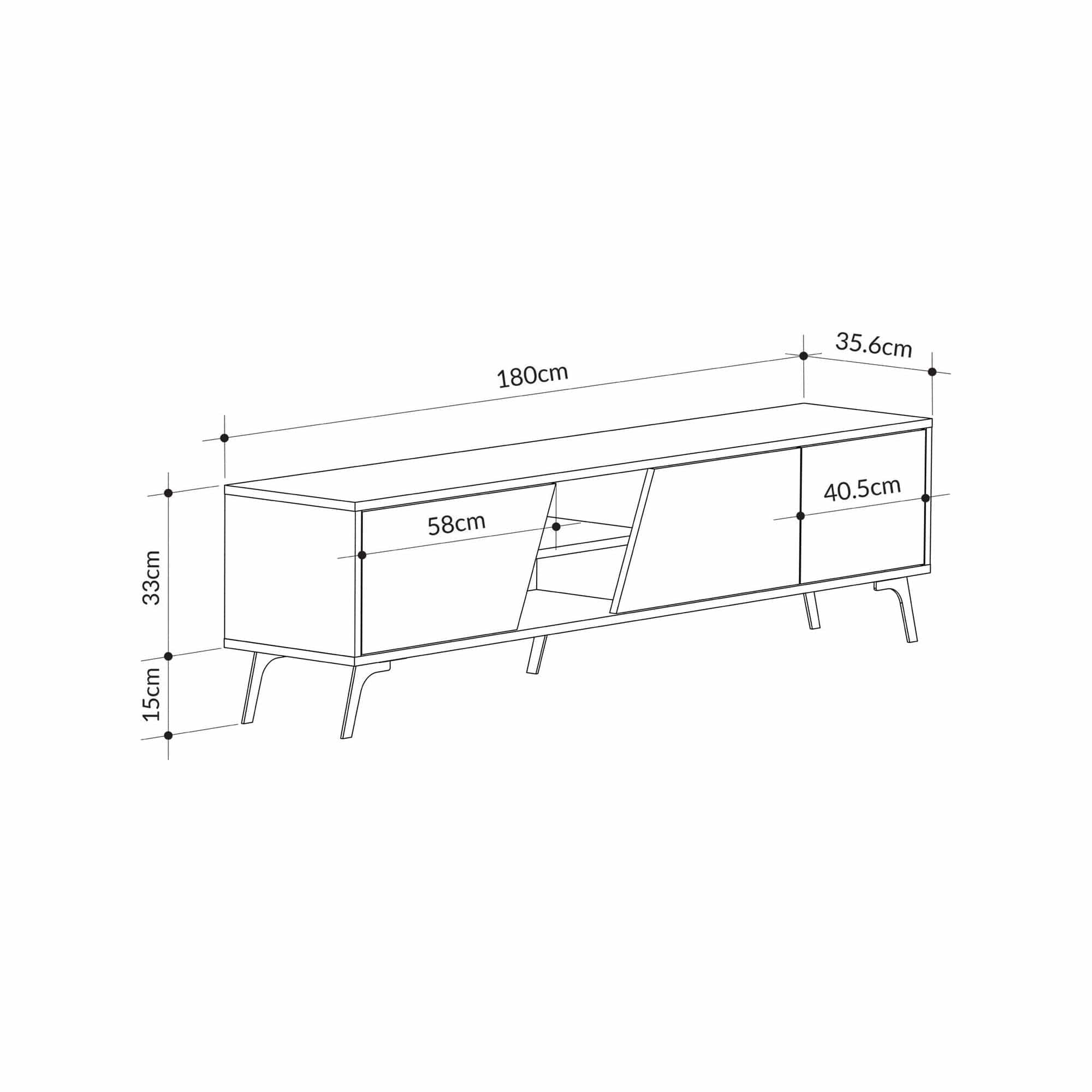 Comoda TV FIONA, stejar/alb, PAL melaminat, 180x36x48 cm