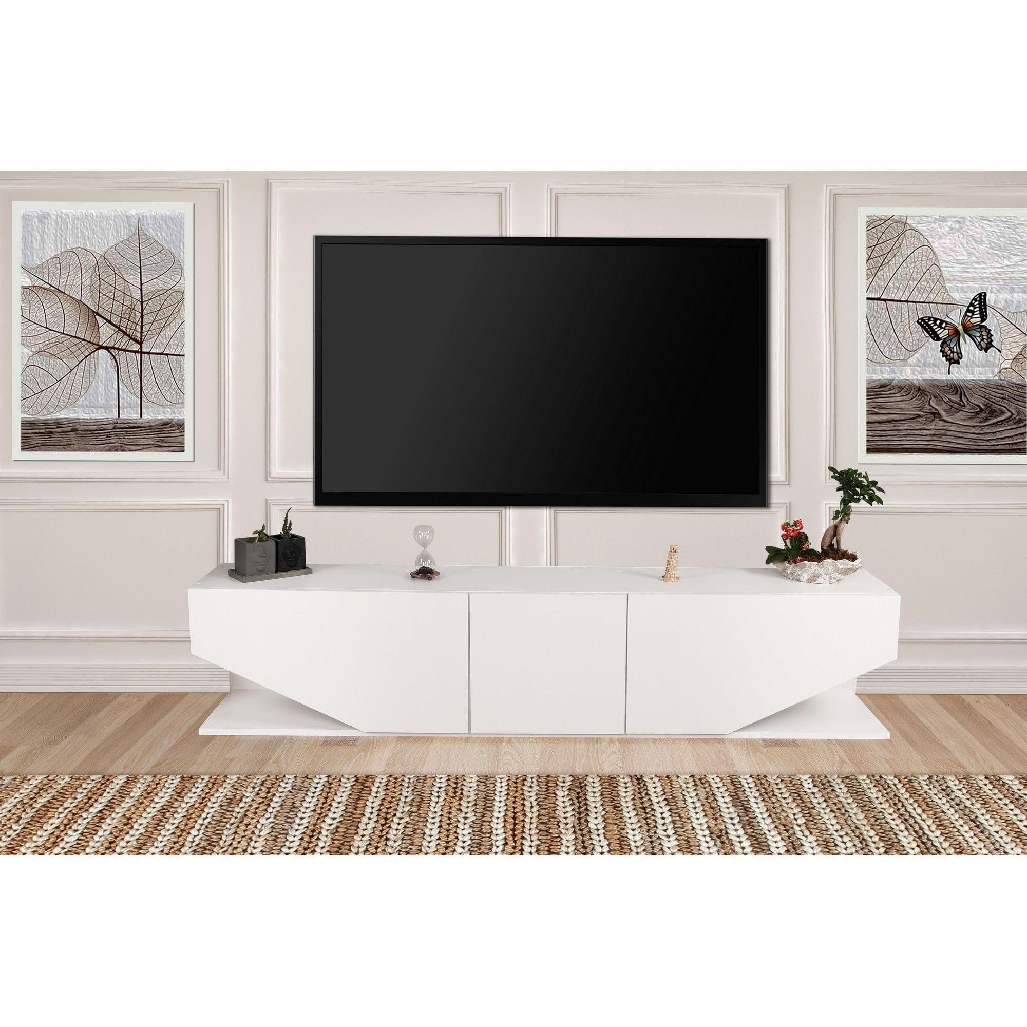 Comoda TV INCI, alb, PAL melaminat, 180x30x40 cm