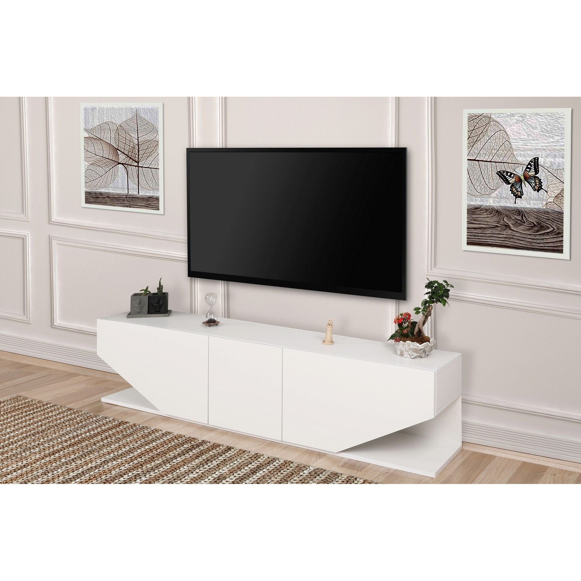 Comoda TV INCI, alb, PAL melaminat, 180x30x40 cm