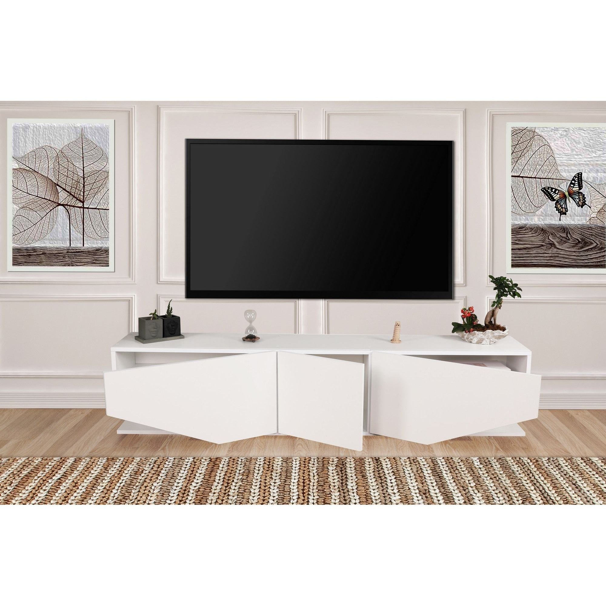 Comoda TV INCI, alb, PAL melaminat, 180x30x40 cm