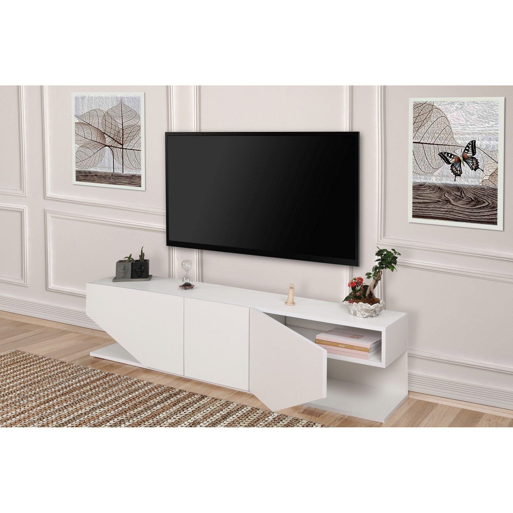 Comoda TV INCI, alb, PAL melaminat, 180x30x40 cm