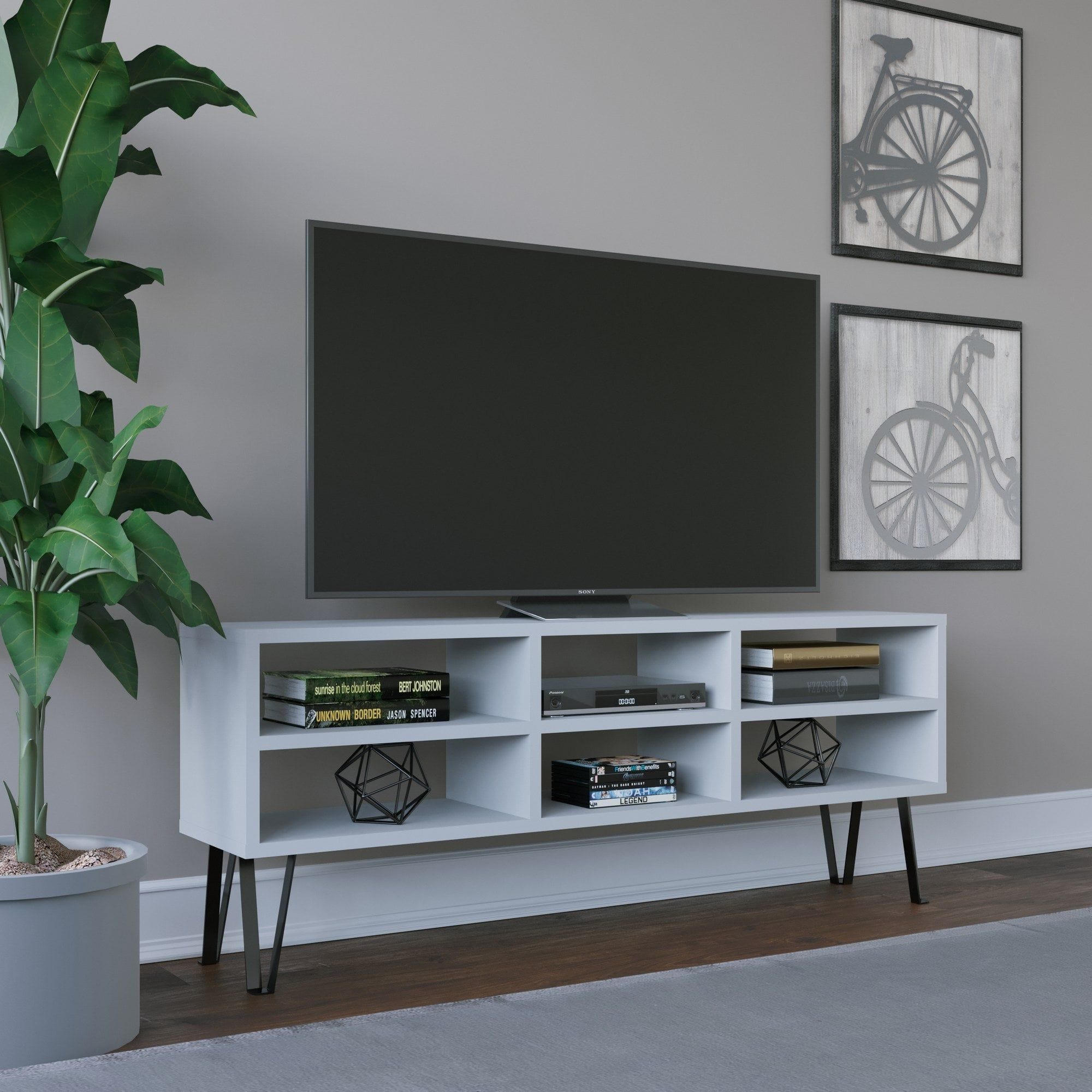 Comoda TV JUDD, alb, PAL melaminat, 120x25x47 cm
