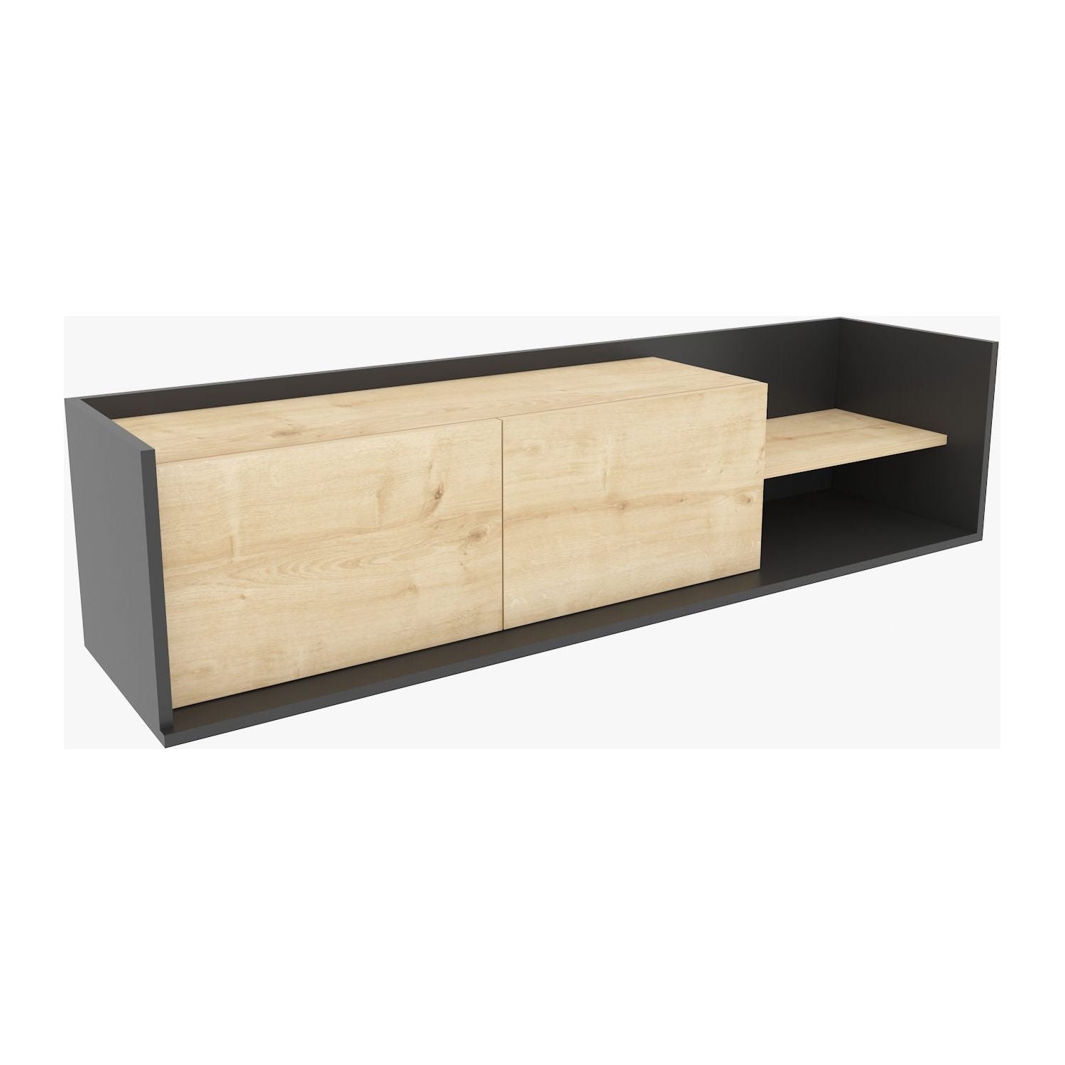 Comoda TV KROG, gri antracit/stejar, PAL melaminat, 160x35x37 cm