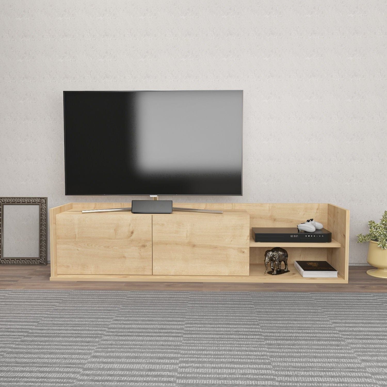 Comoda TV KROG, stejar, PAL melaminat, 160x35x37 cm