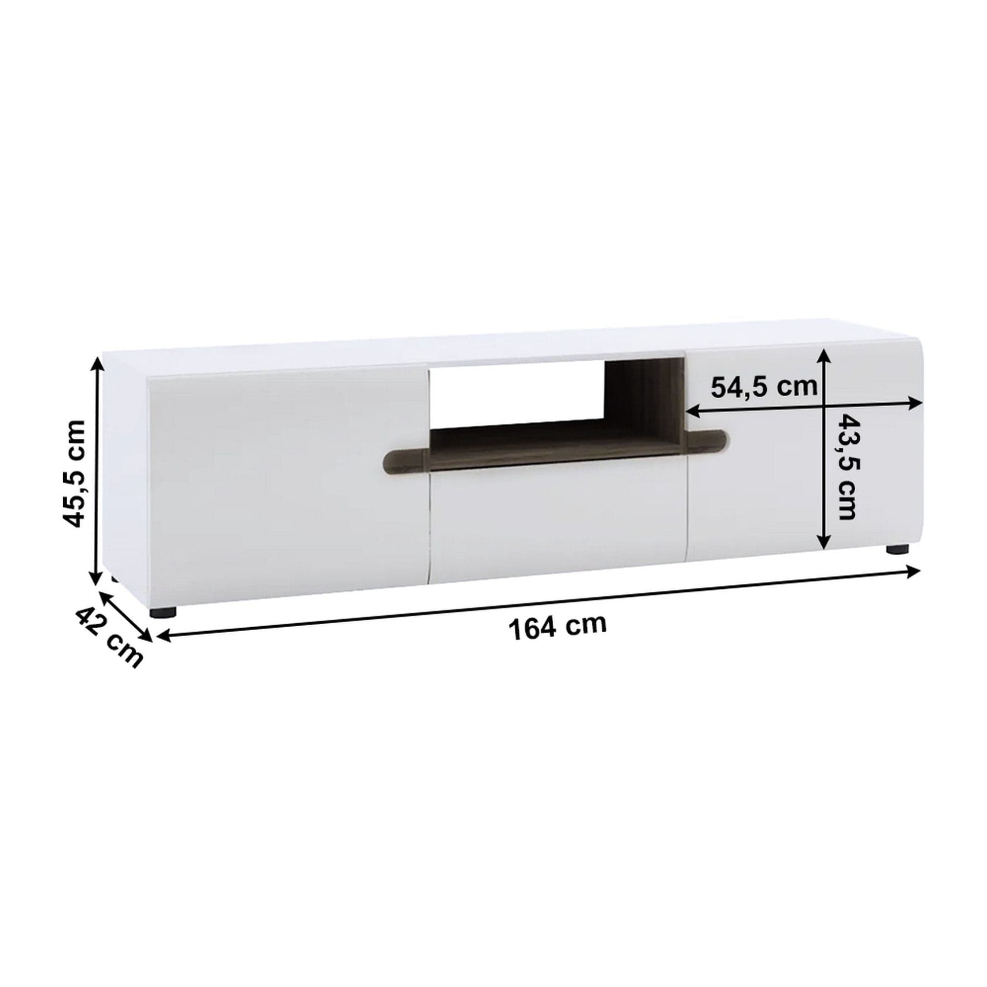 Comoda TV LYNATET TYP 50, alb lucios HG/stejar sonoma truflu, PAL, 164x42x46 cm