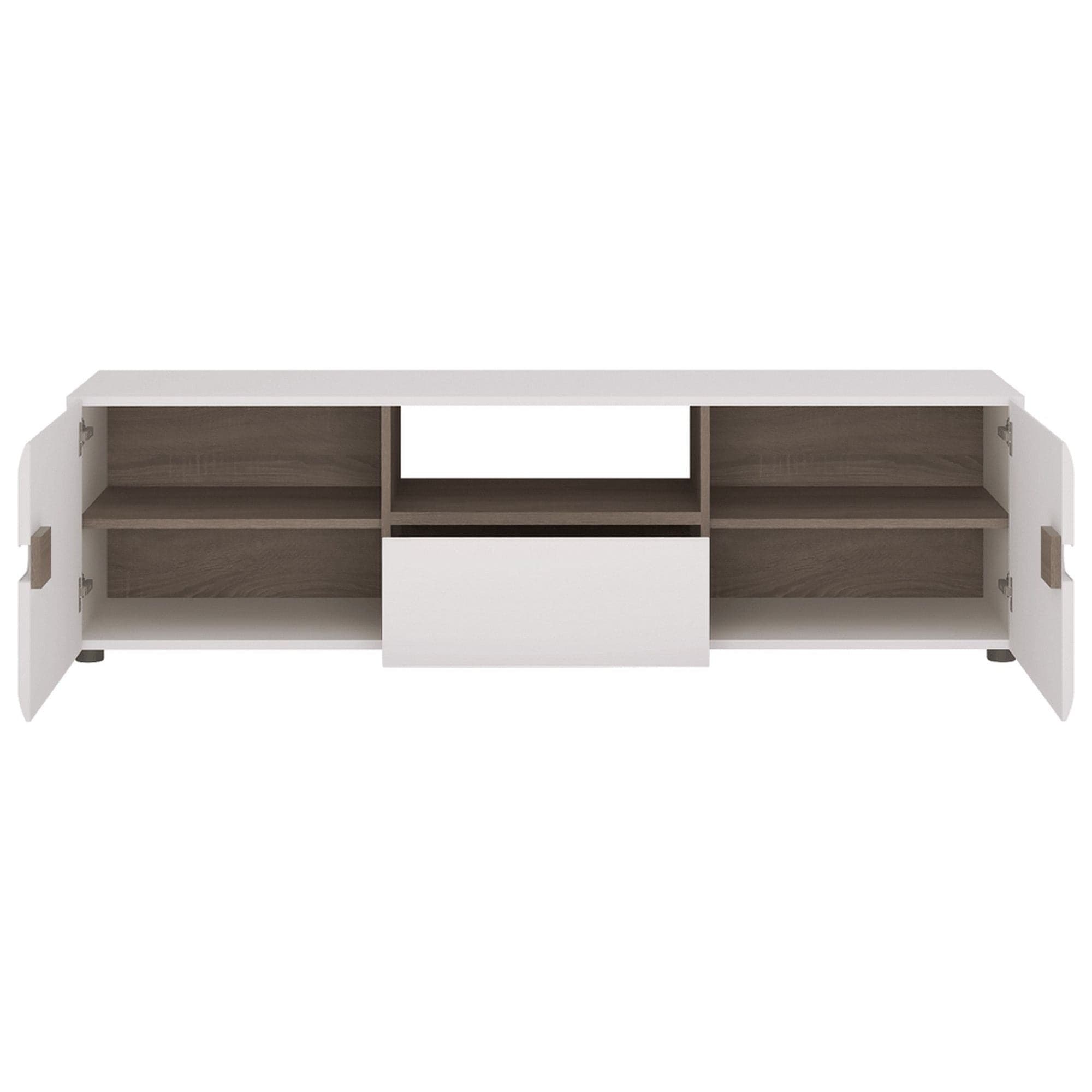 Comoda TV LYNATET TYP 50, alb lucios HG/stejar sonoma truflu, PAL, 164x42x46 cm