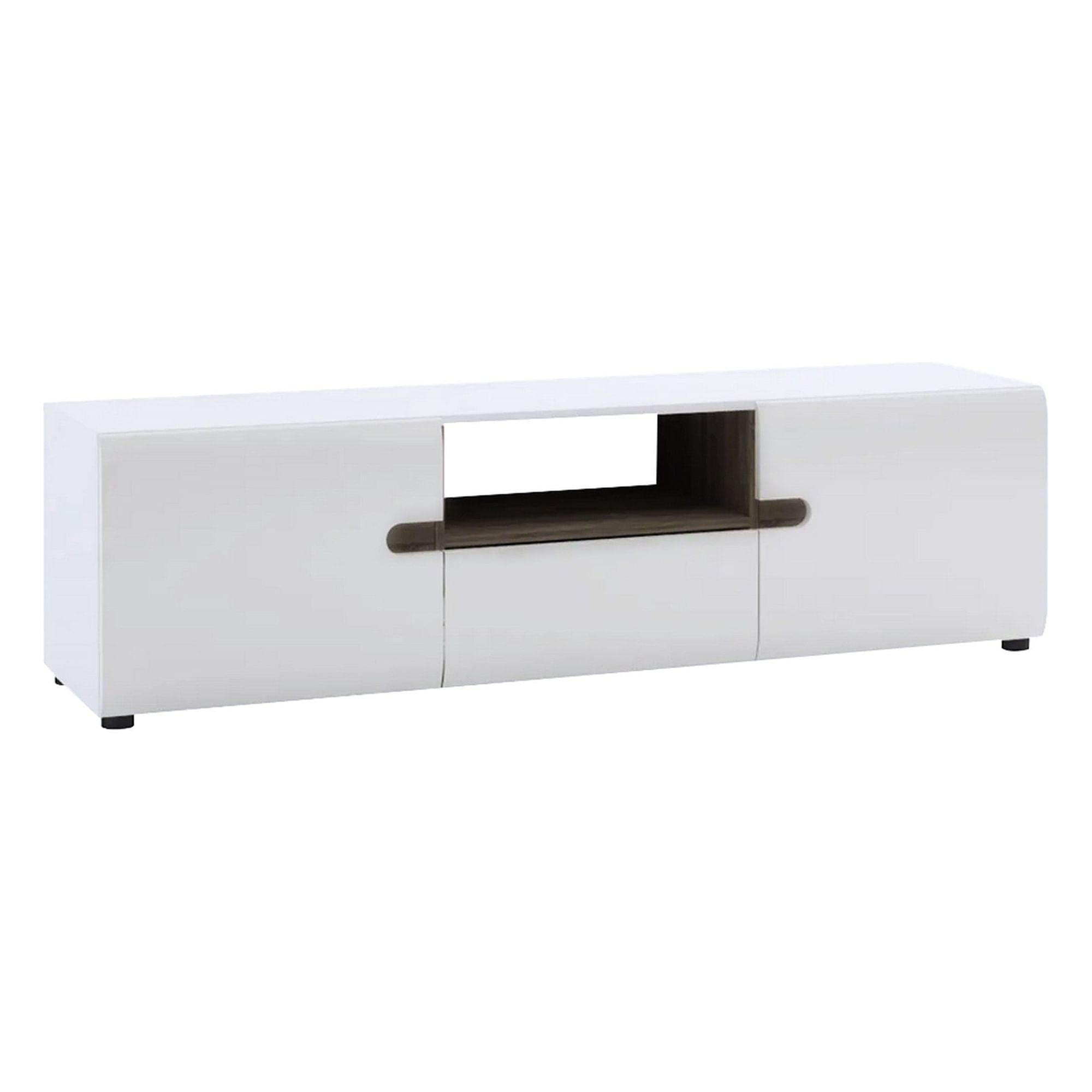 Comoda TV LYNATET TYP 50, alb lucios HG/stejar sonoma truflu, PAL, 164x42x46 cm
