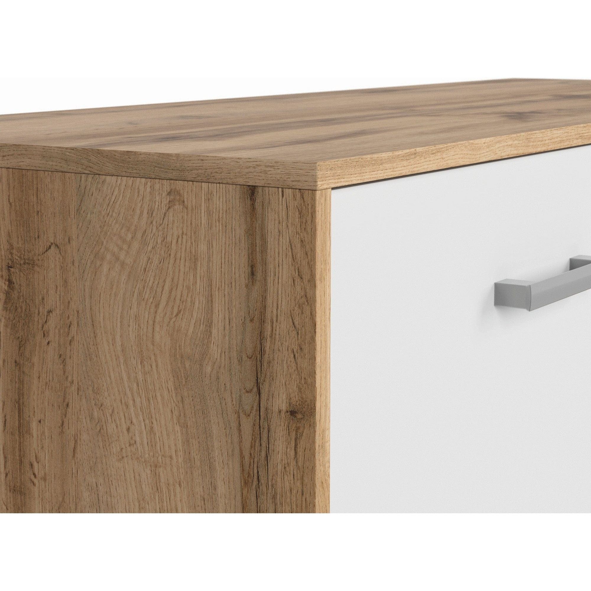 Comoda TV MATOS, alb/stejar wotan, 119x45x43 cm