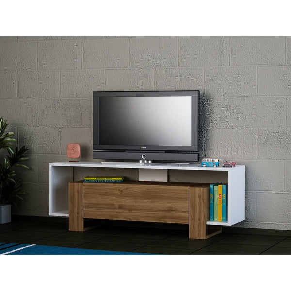 Comoda TV MERY, alb/alun, PAL melaminat, 120x33x49 cm