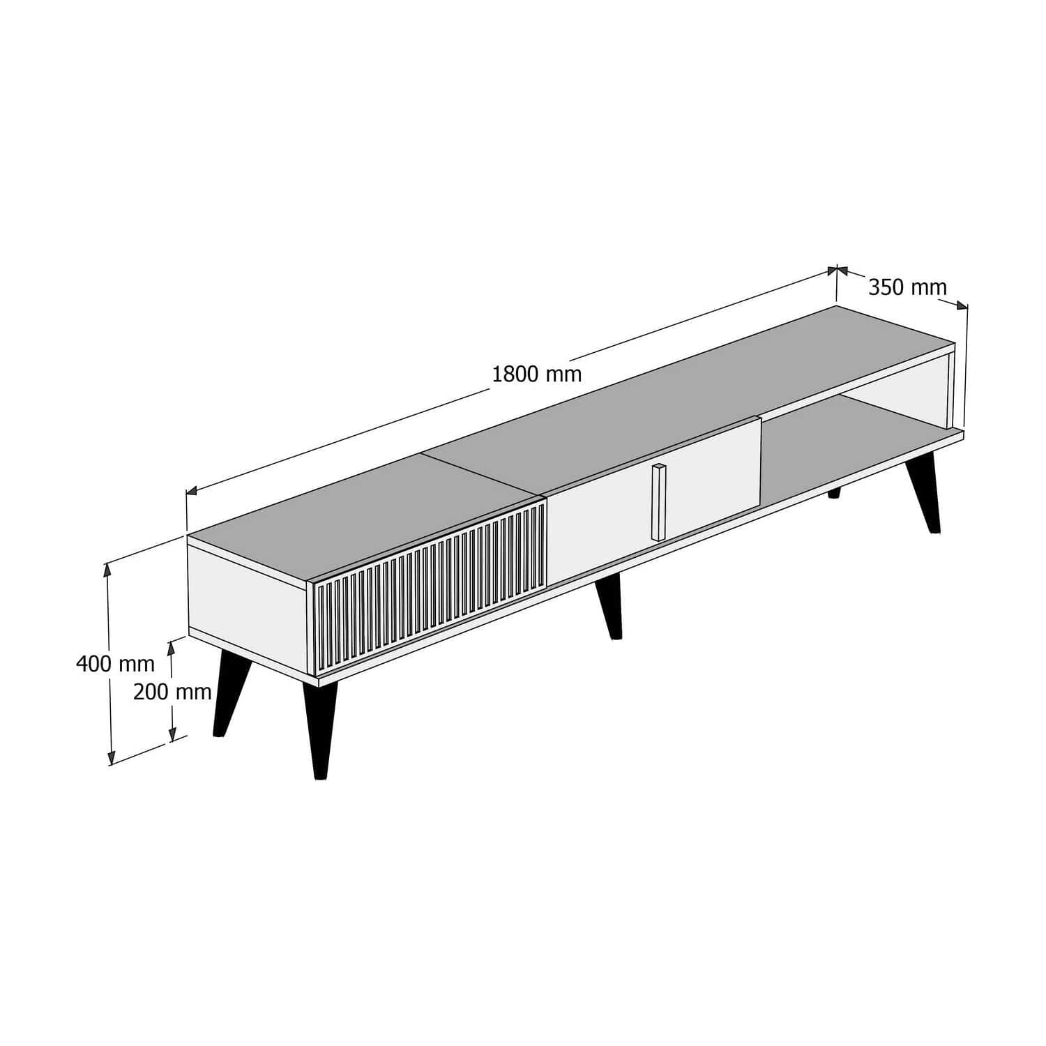 Comoda TV MILAN, nuc, PAL melaminat, 180x35x40 cm