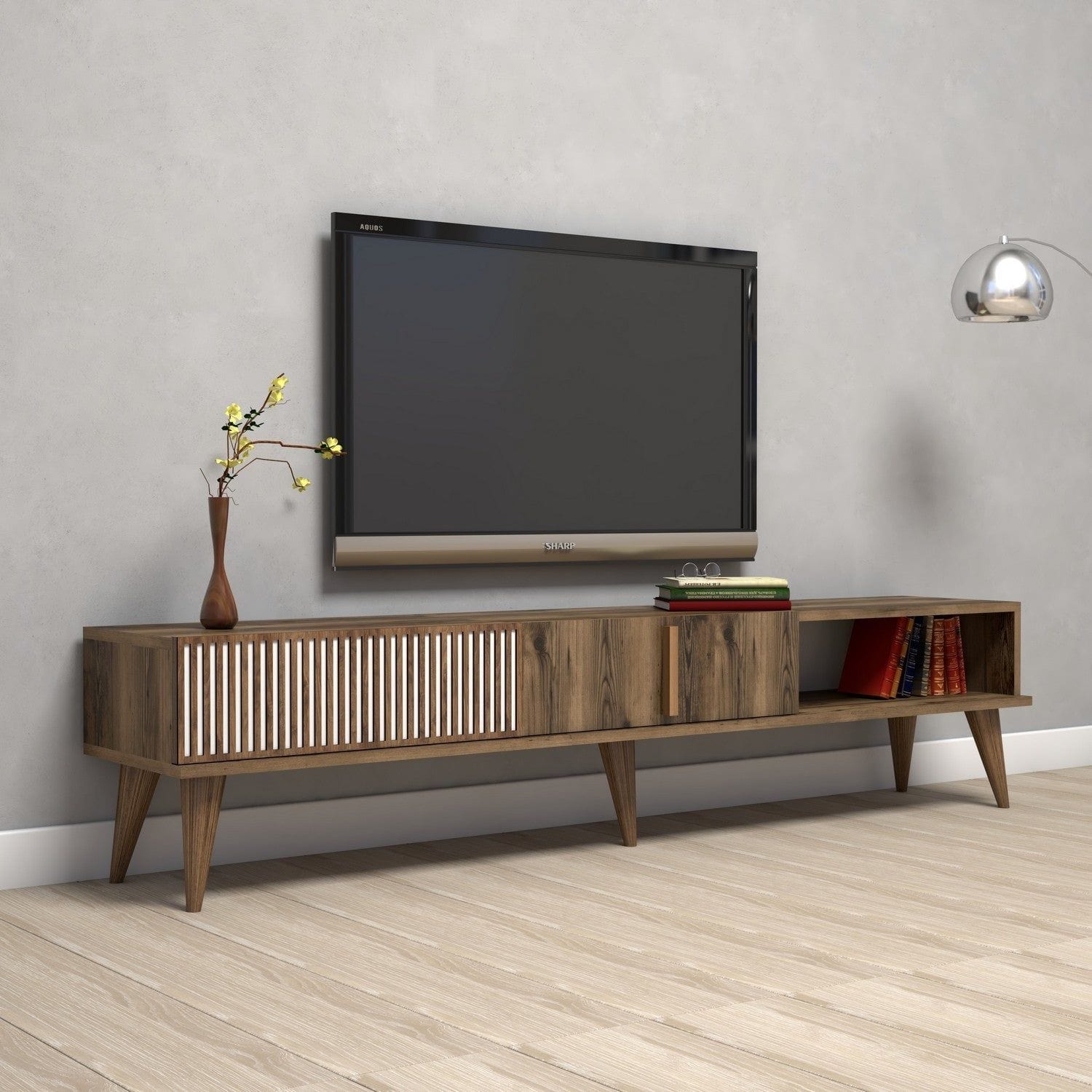 Comoda TV MILAN, nuc, PAL melaminat, 180x35x40 cm