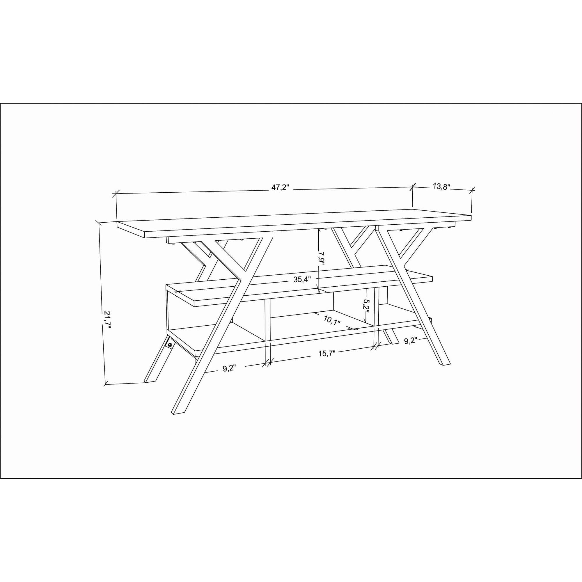 Comoda TV MINERVA, alb, PAL melaminat/metal, 120x35x55 cm