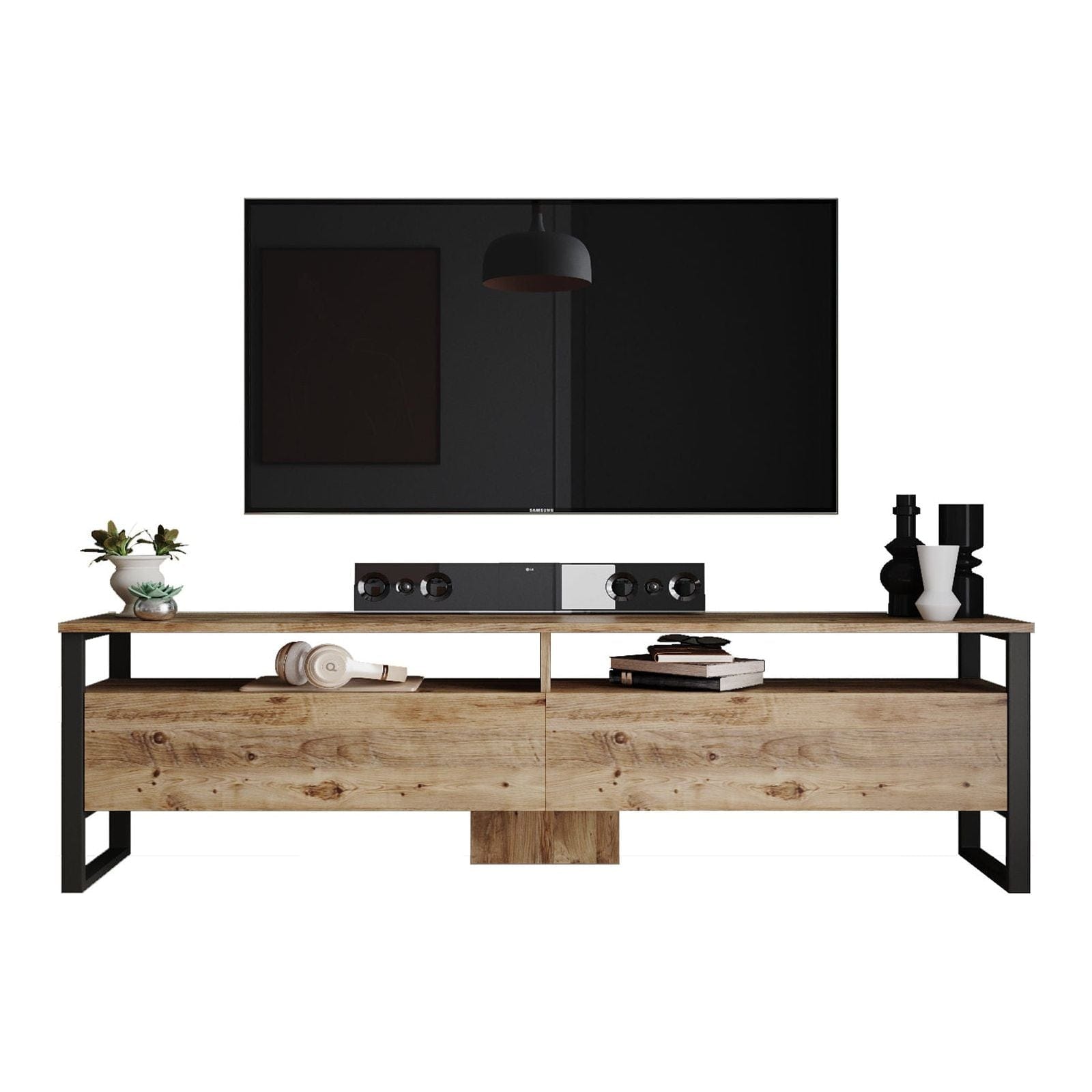 Comoda TV ML19-A, pin atlantic, PAL melaminat/plastic, 180x36x56 cm