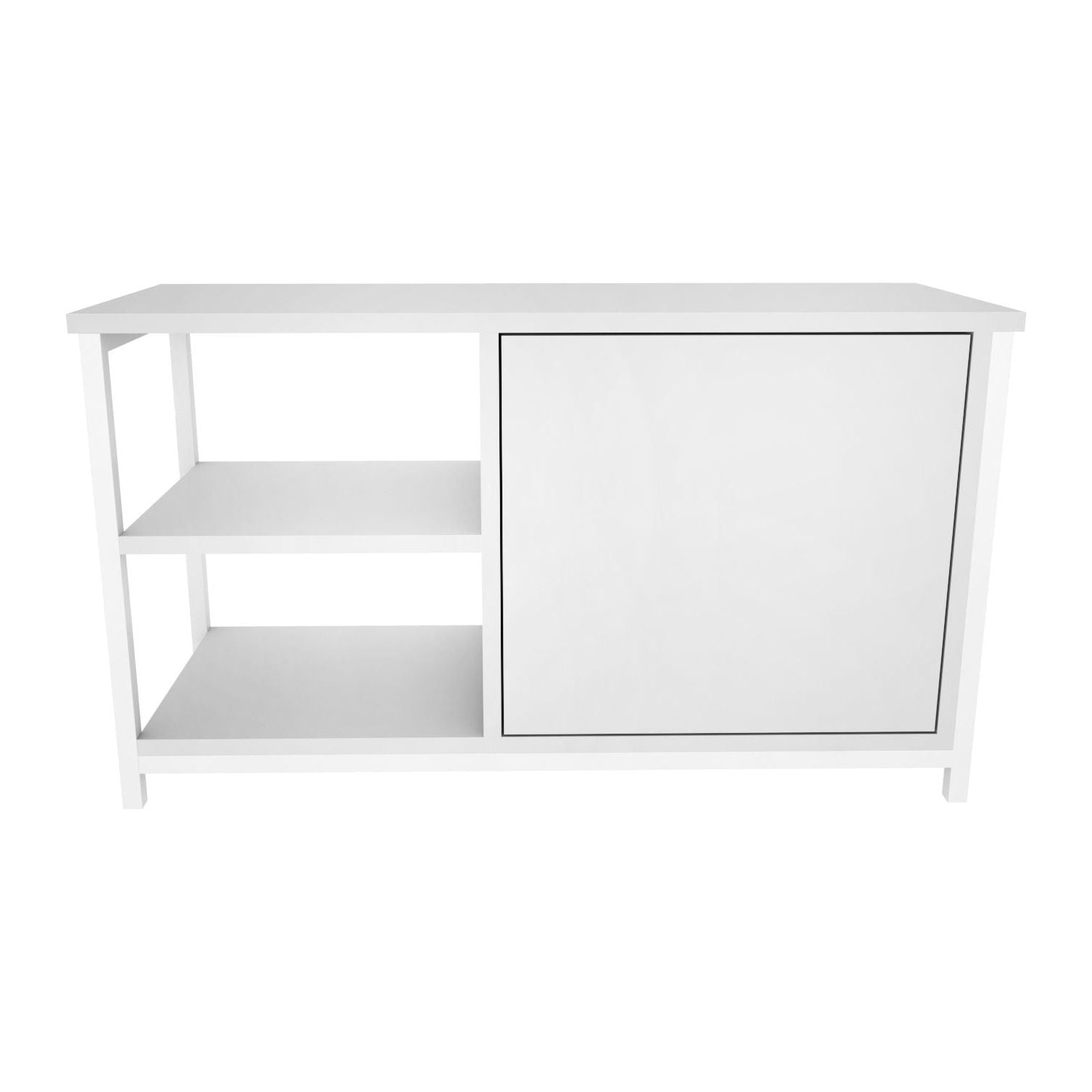 Comoda TV MUSKEGON, alb, PAL melaminat/metal, 90x35x51 cm