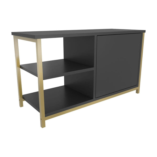 Comoda TV MUSKEGON, auriu/gri antracit, PAL melaminat/metal, 90x35x51 cm