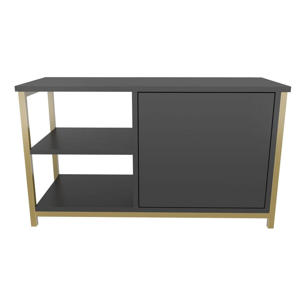 Comoda TV MUSKEGON, auriu/gri antracit, PAL melaminat/metal, 90x35x51 cm