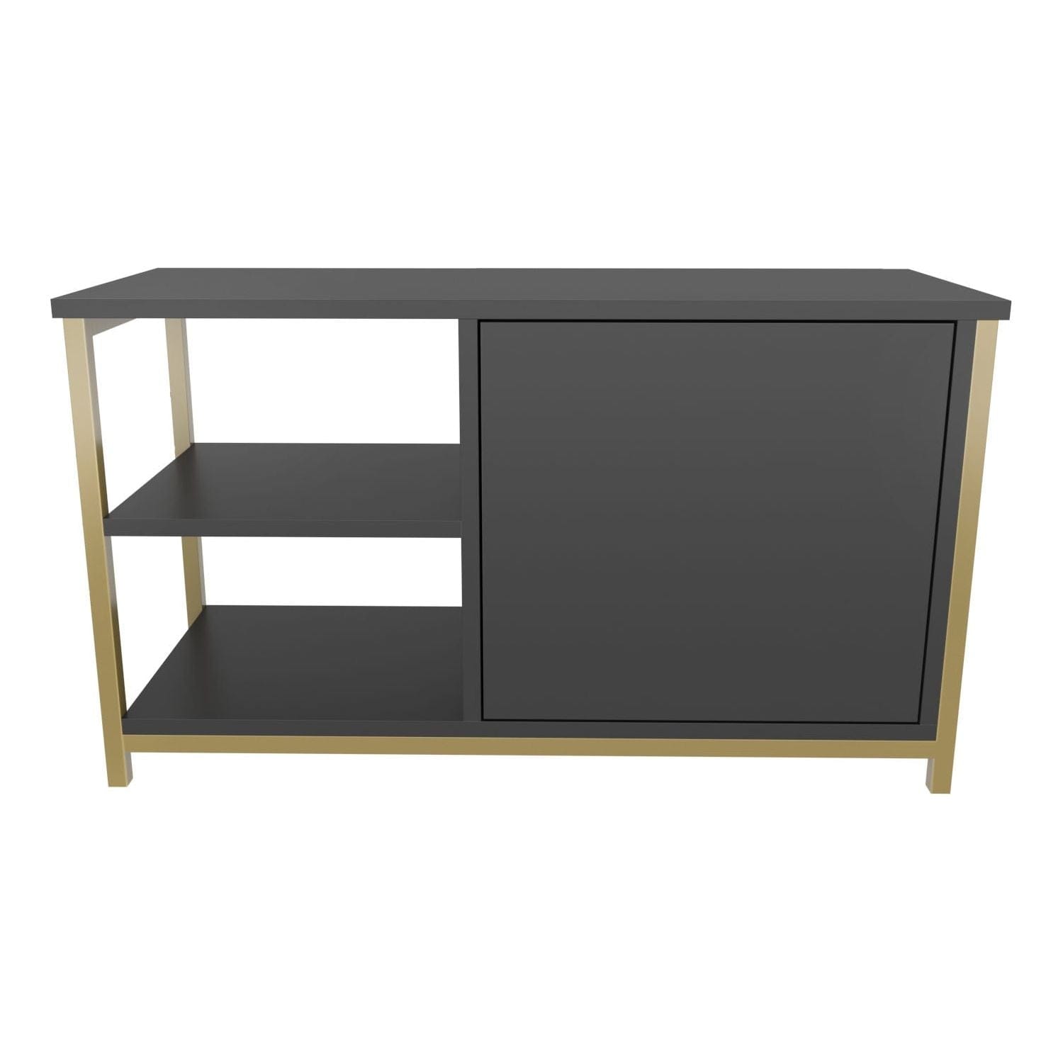 Comoda TV MUSKEGON, auriu/gri antracit, PAL melaminat/metal, 90x35x51 cm