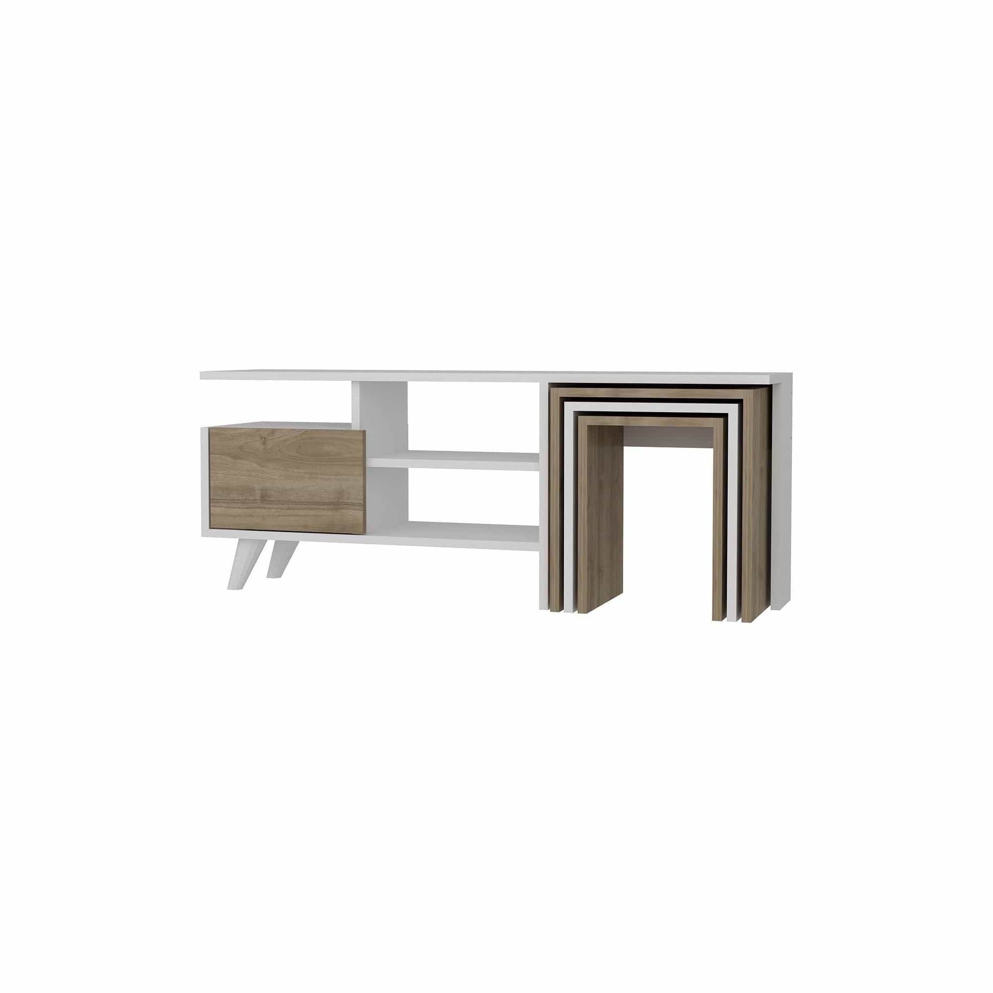 Comoda TV Nature, alb/nuc, PAL melaminat, 120x30x49 cm