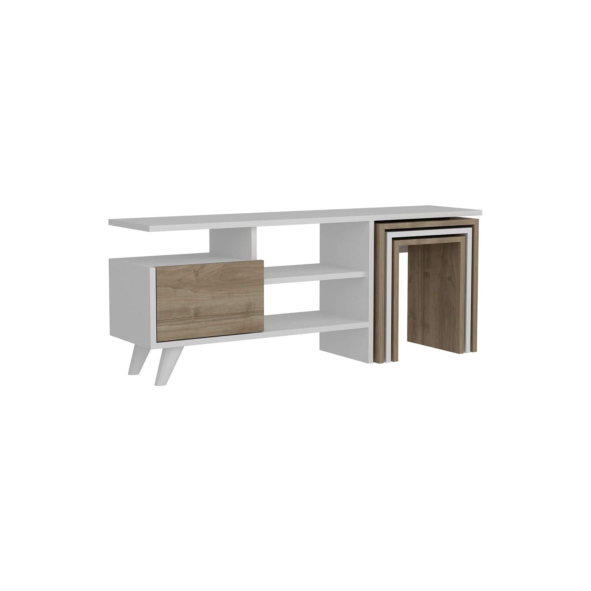 Comoda TV Nature, alb/nuc, PAL melaminat, 120x30x49 cm