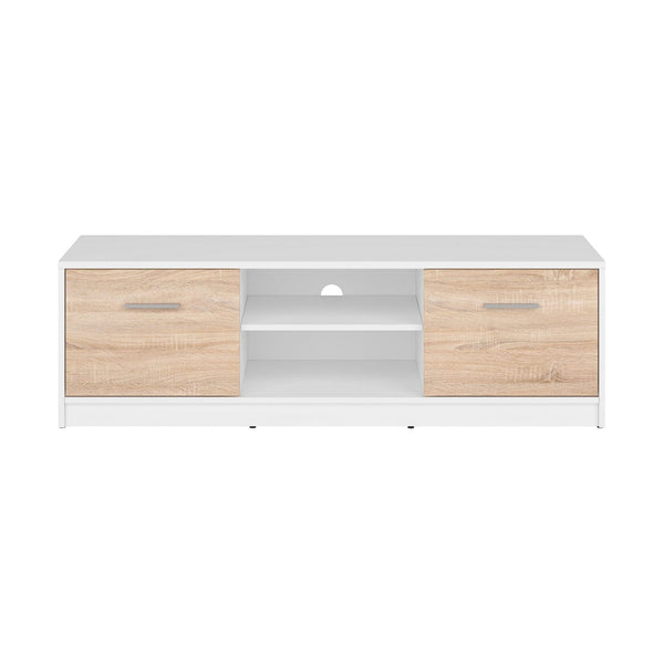 Comoda TV NEPO PLUS, alb/stejar sonama, PAL, 139x47x43 cm
