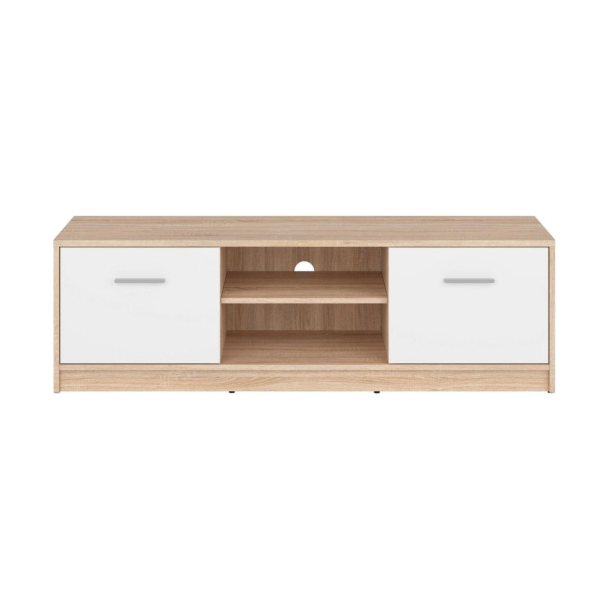 Comoda TV NEPO PLUS, stejar sonoma/alb, PAL laminat, 139x47x43 cm