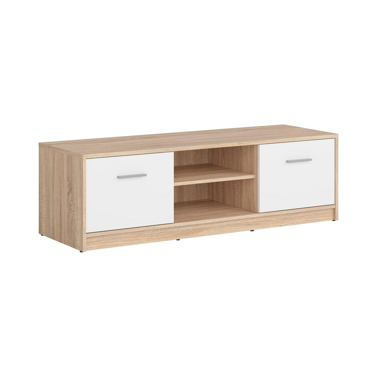 Comoda TV NEPO PLUS, stejar sonoma/alb, PAL laminat, 139x47x43 cm