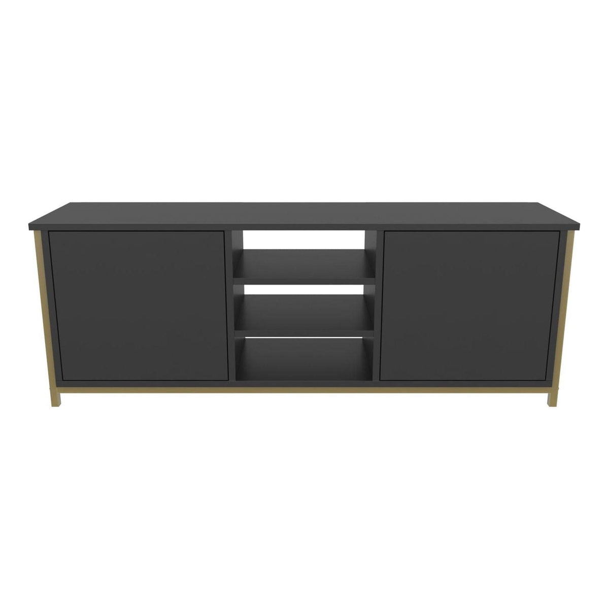 Comoda TV OTIS, gri antracit/auriu, PAL melaminat, 140x35x51 cm
