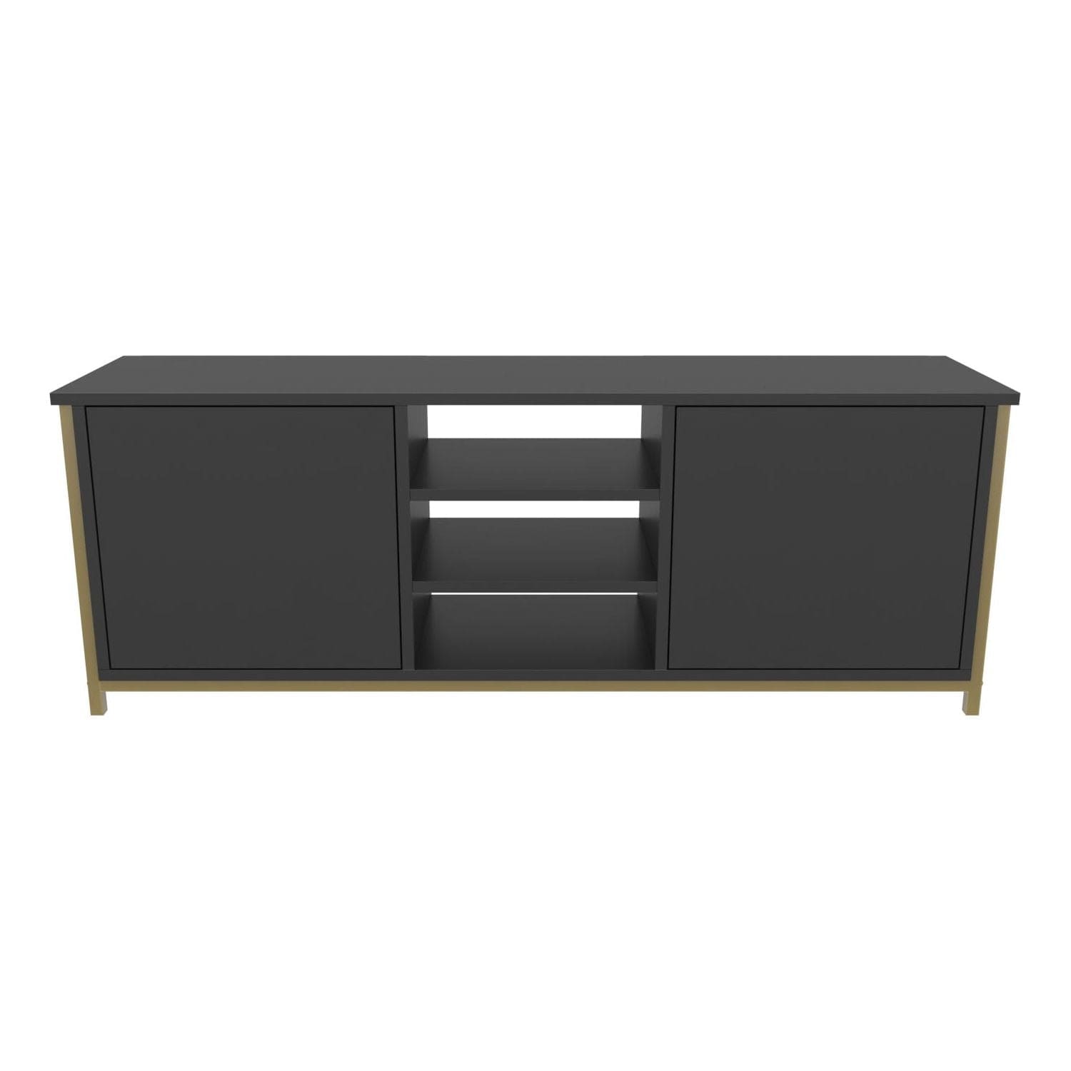 Comoda TV OTIS, gri antracit/auriu, PAL melaminat, 140x35x51 cm