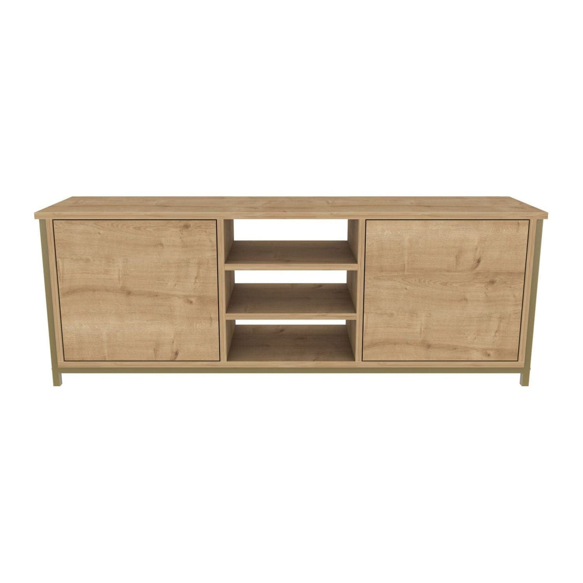 Comoda TV OTIS, stejar/auriu, PAL melaminat, 140x35x51 cm