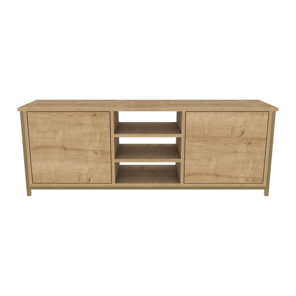 Comoda TV OTIS, stejar/auriu, PAL melaminat, 140x35x51 cm