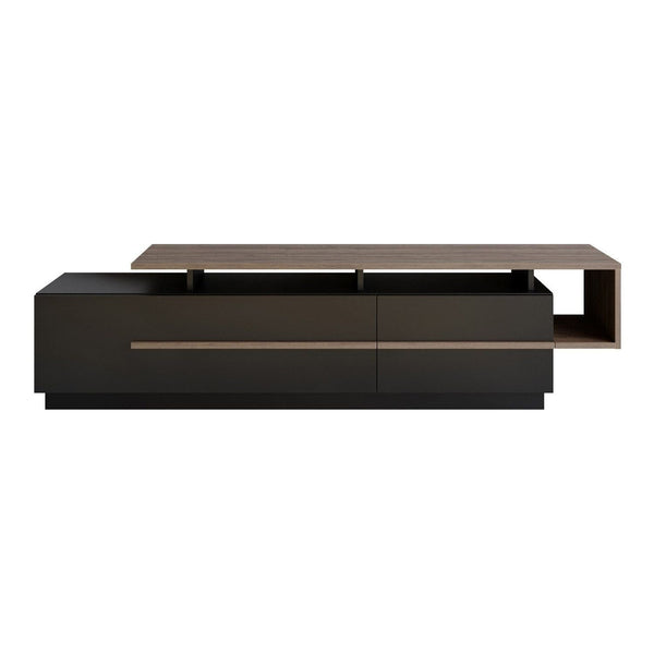 Comoda TV Pia, negru/nuc, PAL melaminat, 180x39x46 cm