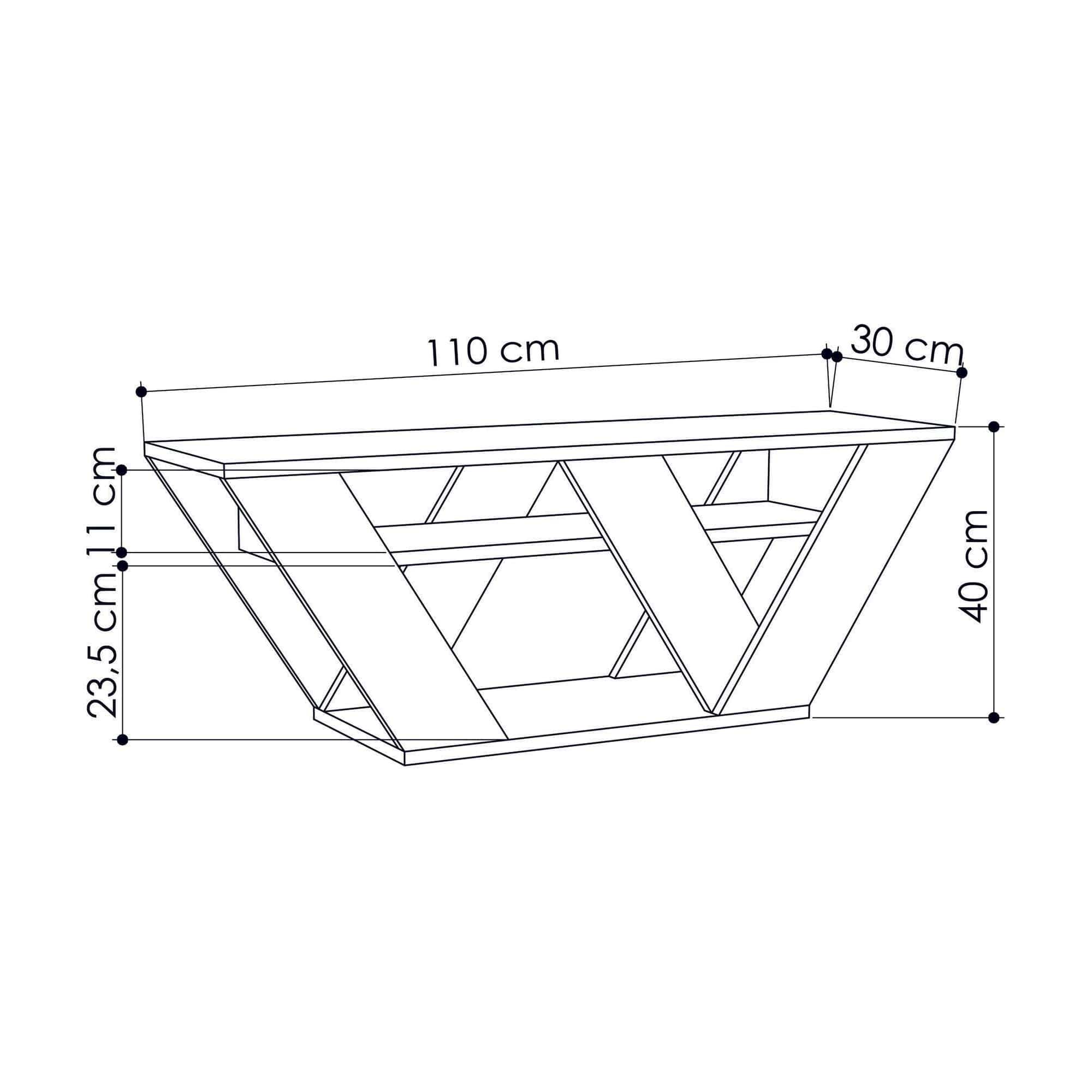 Comoda TV PIPRALLA, stejar, PAL melaminat, 110x30x40 cm