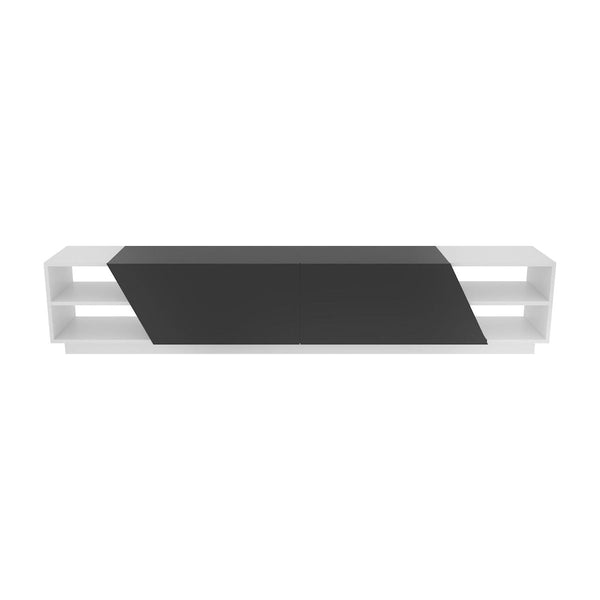 Comoda TV RHODES, alb/gri antracit, PAL melaminat, 240x37x47 cm