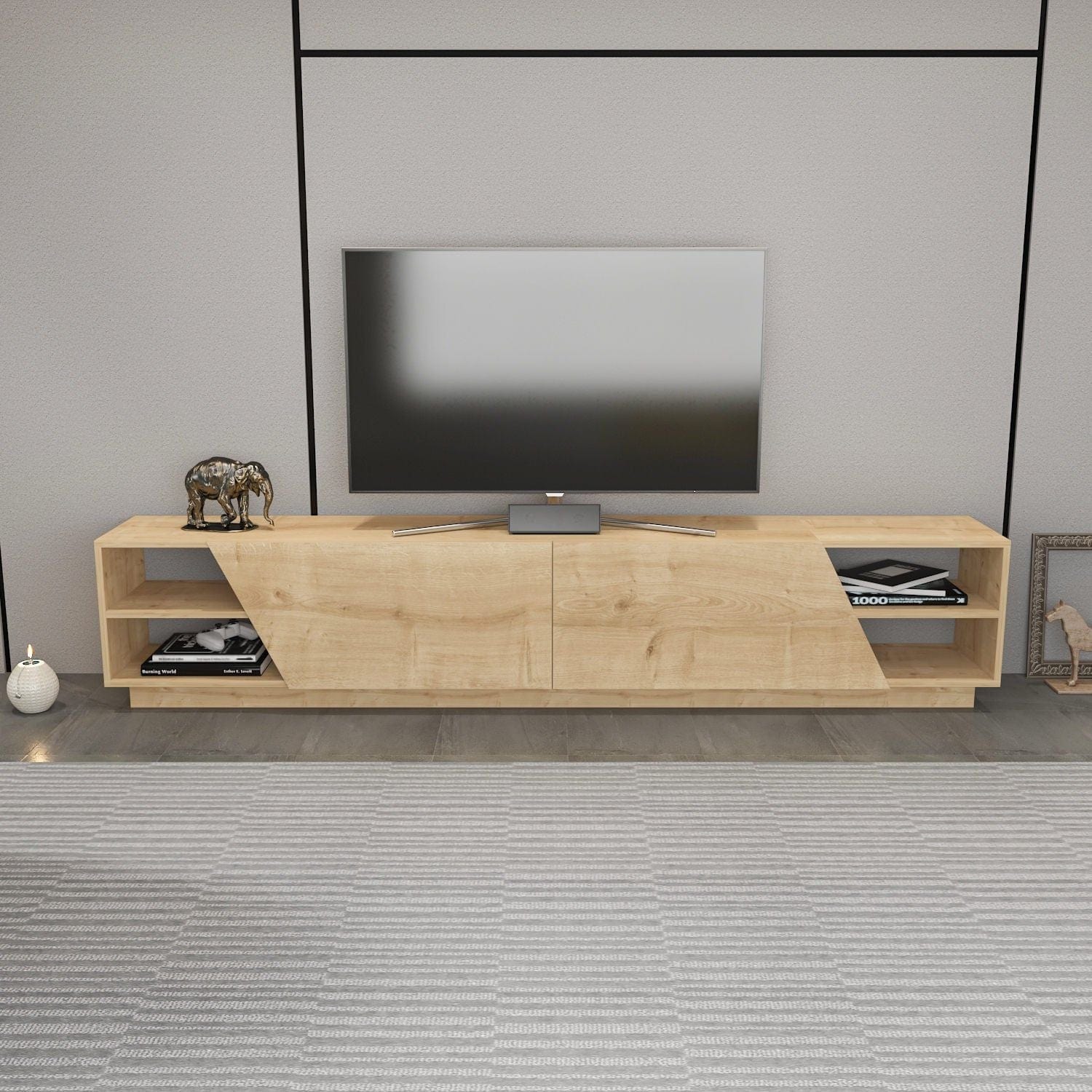 Comoda TV RHODES, stejar, PAL melaminat, 240x37x47 cm