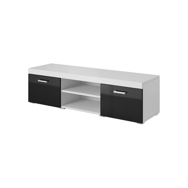 Comoda TV SAMBA REG-9, alb/negru, PAL laminat, 140x39x45 cm