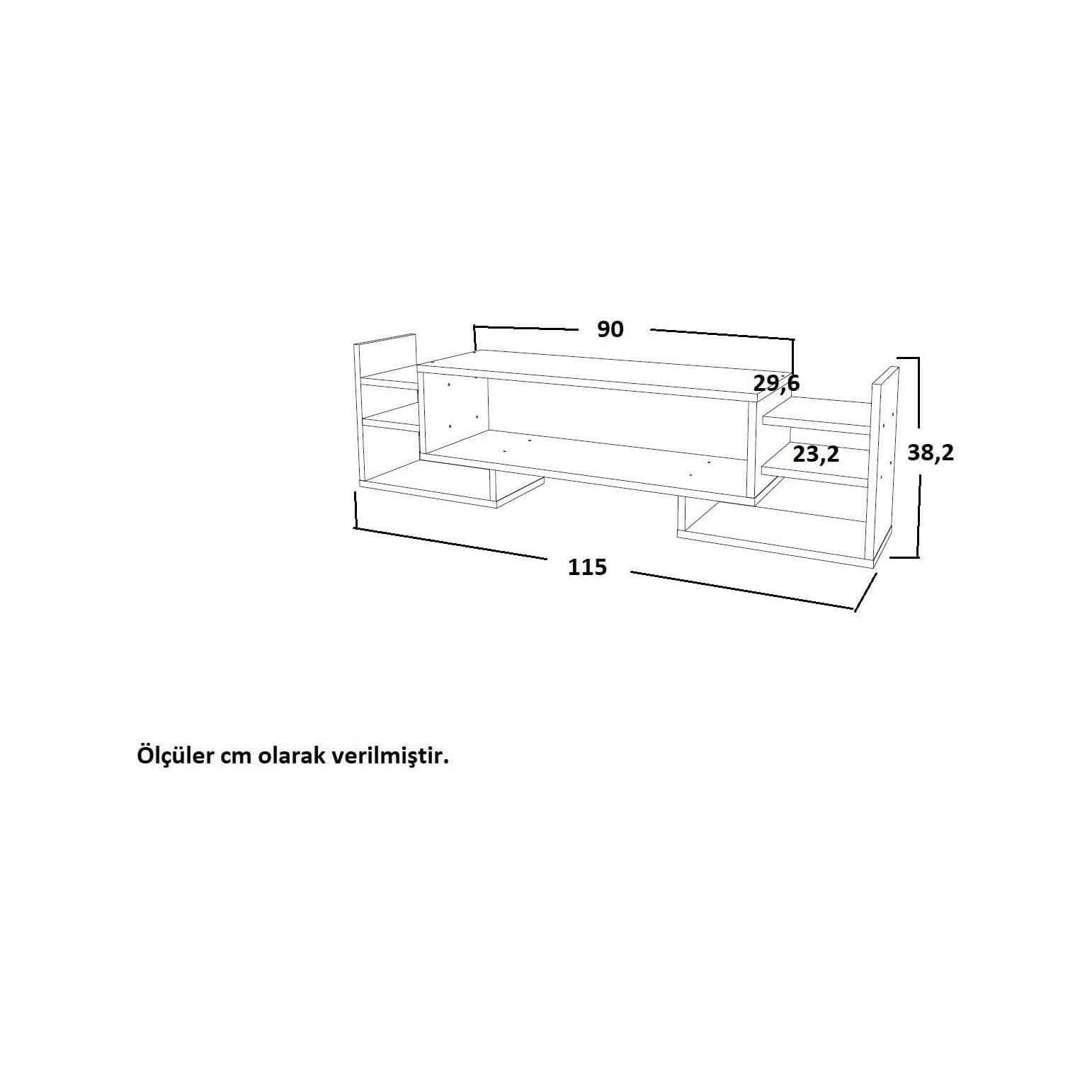 Comoda TV SEMA, alb, PAL melaminat, 115x30x38 cm