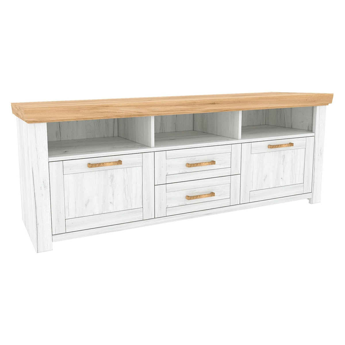 Comoda TV SUDBURY, stejar craft auriu/stejar craft alb, DTD laminat, 168x48x63 cm