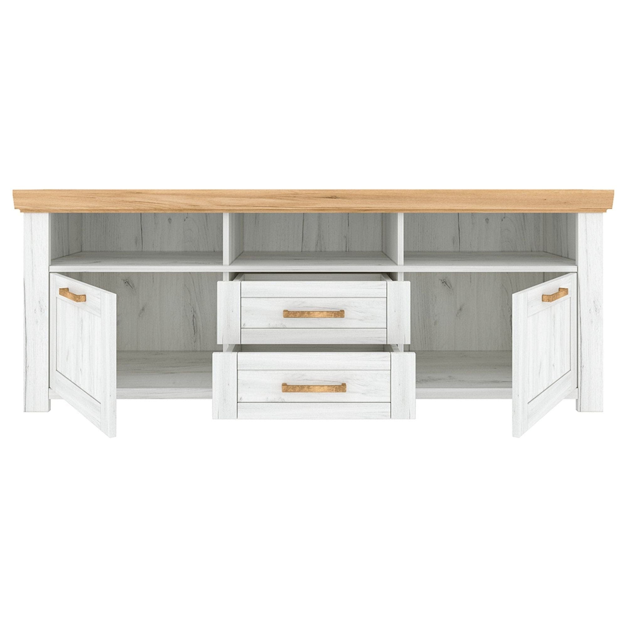 Comoda TV SUDBURY, stejar craft auriu/stejar craft alb, DTD laminat, 168x48x63 cm