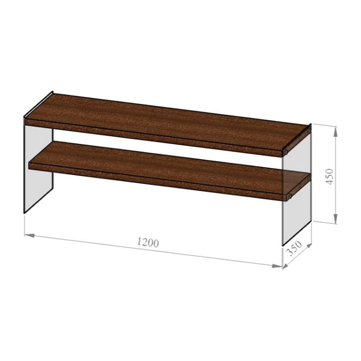 Comoda TV TV103, nuc, sticla/lemn, 120x35x45 cm