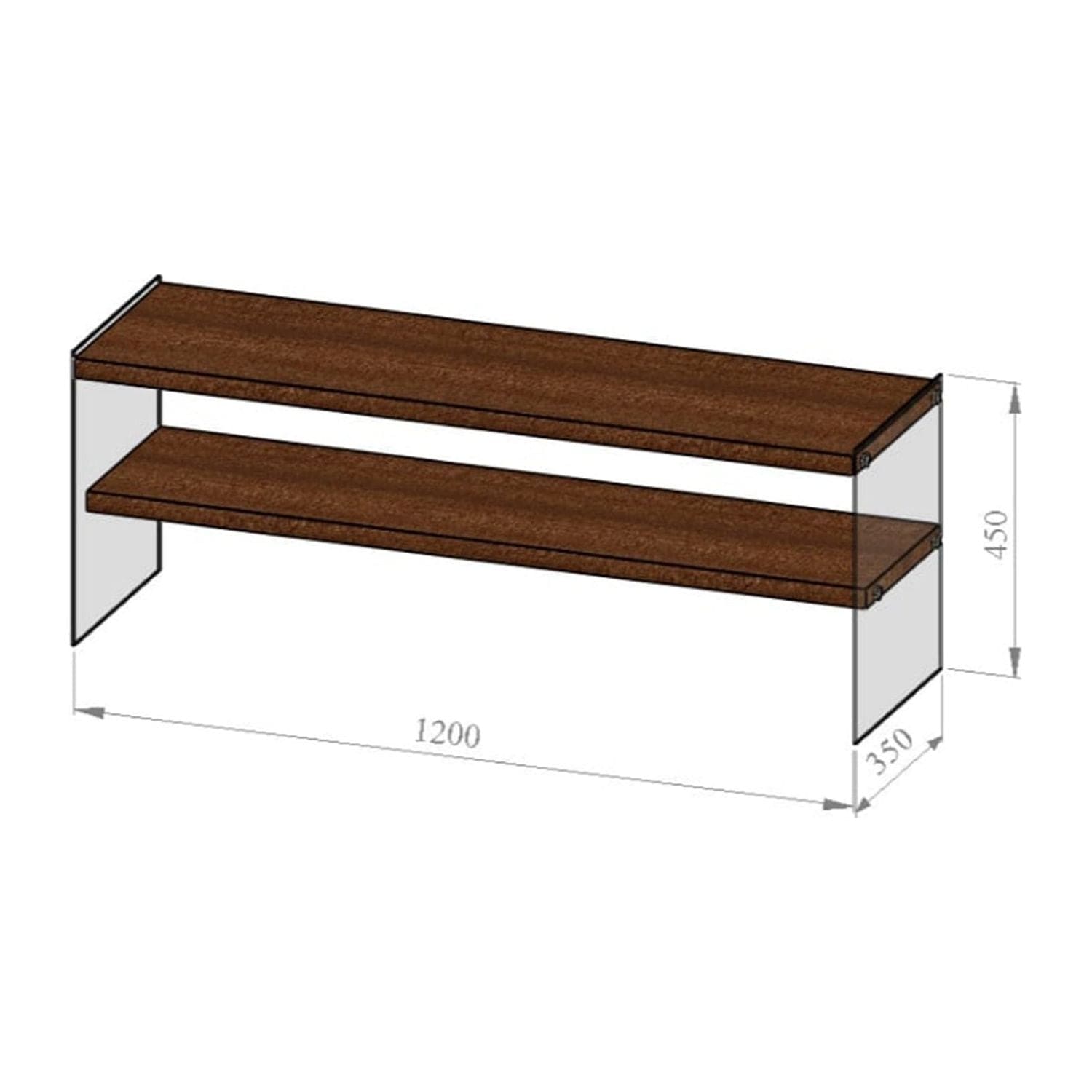 Comoda TV TV103, nuc, sticla/lemn, 120x35x45 cm