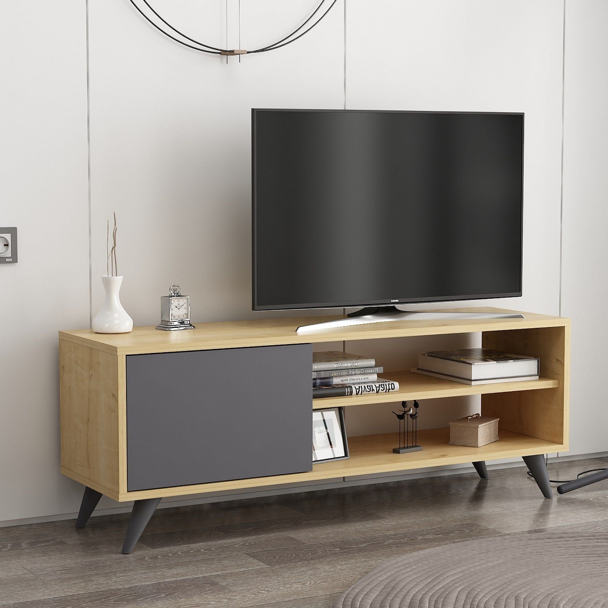 Comoda TV Venga, stejar/gri, PAL melaminat, 120x35x48 cm