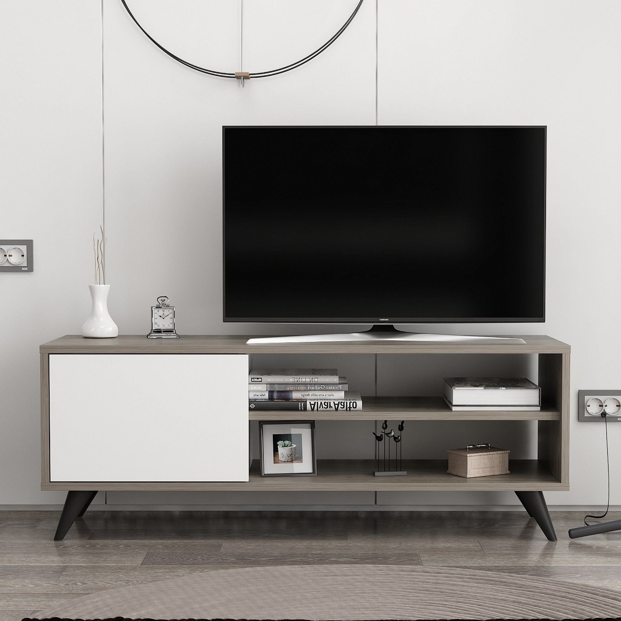 Comoda TV Venga, stejar inchis/alb, PAL melaminat, 120x35x48 cm