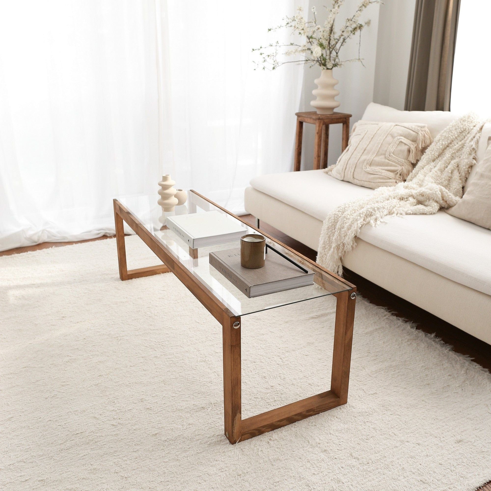 Comoda TV VIA, pin/transparent, lemn/sticla securizata, 130x40x40 cm