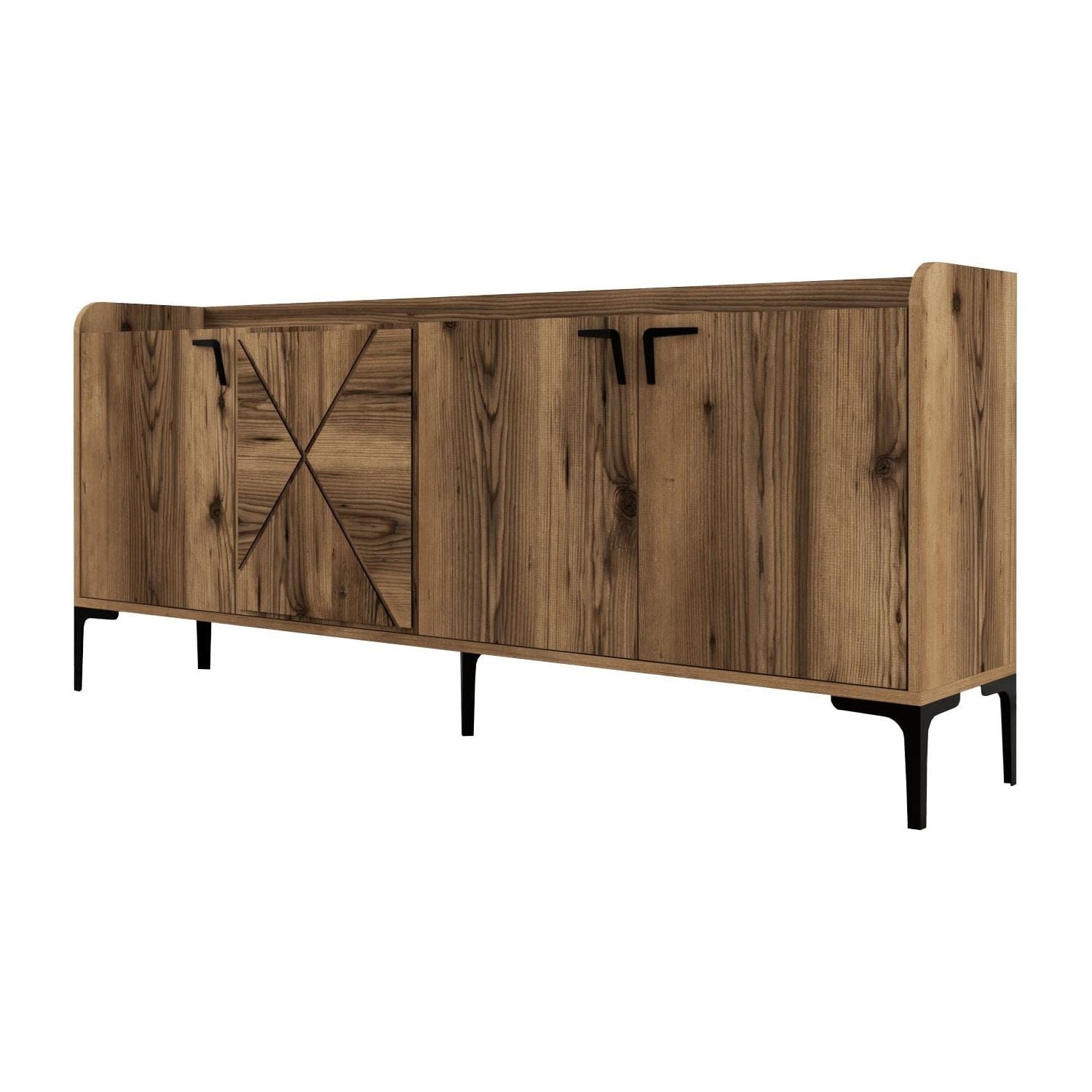 Comoda Venedik, nuc/negru, PAL melaminat/metal, 180x35x78 cm