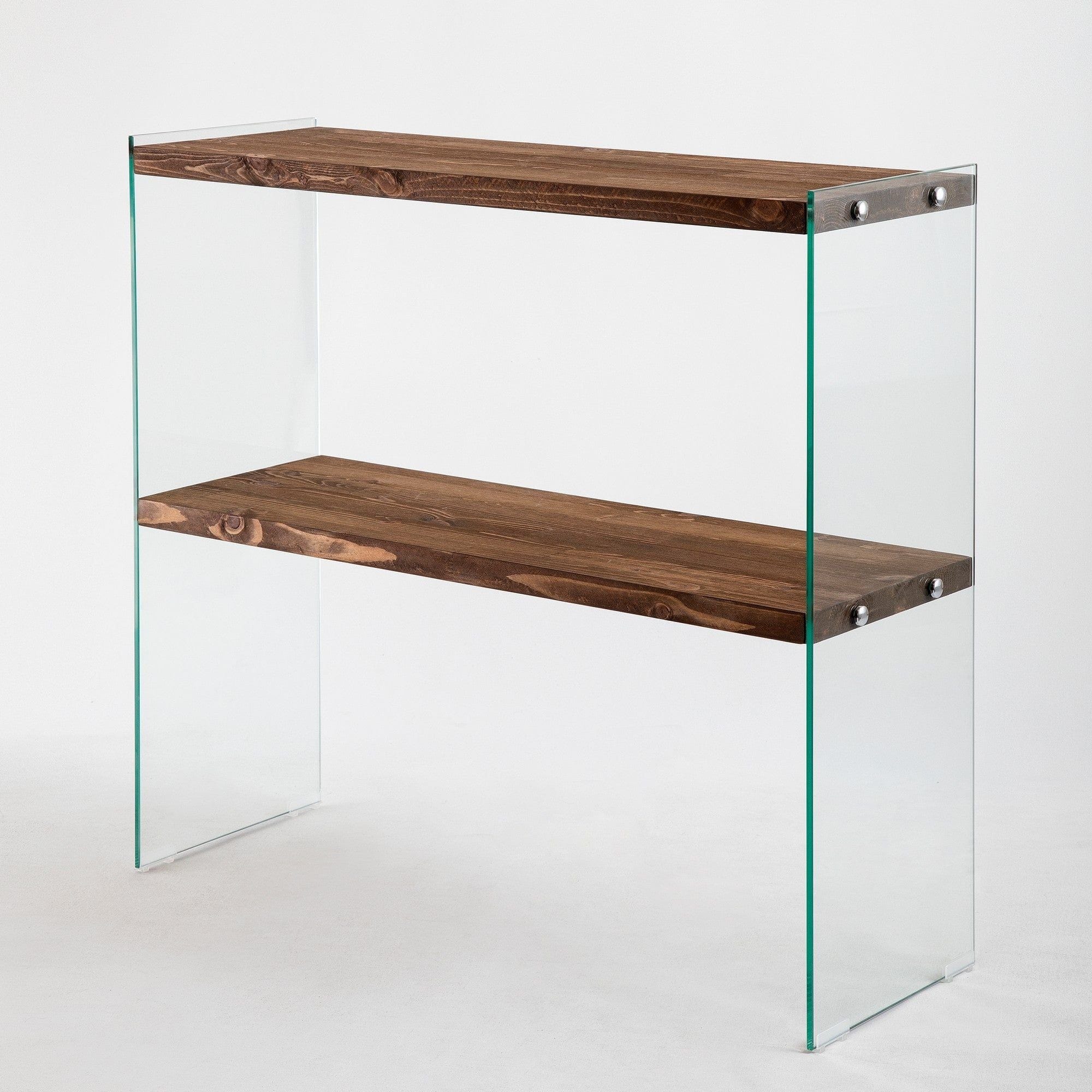 Comoda VENEDIK, nuc, sticla/lemn, 90x30x80 cm