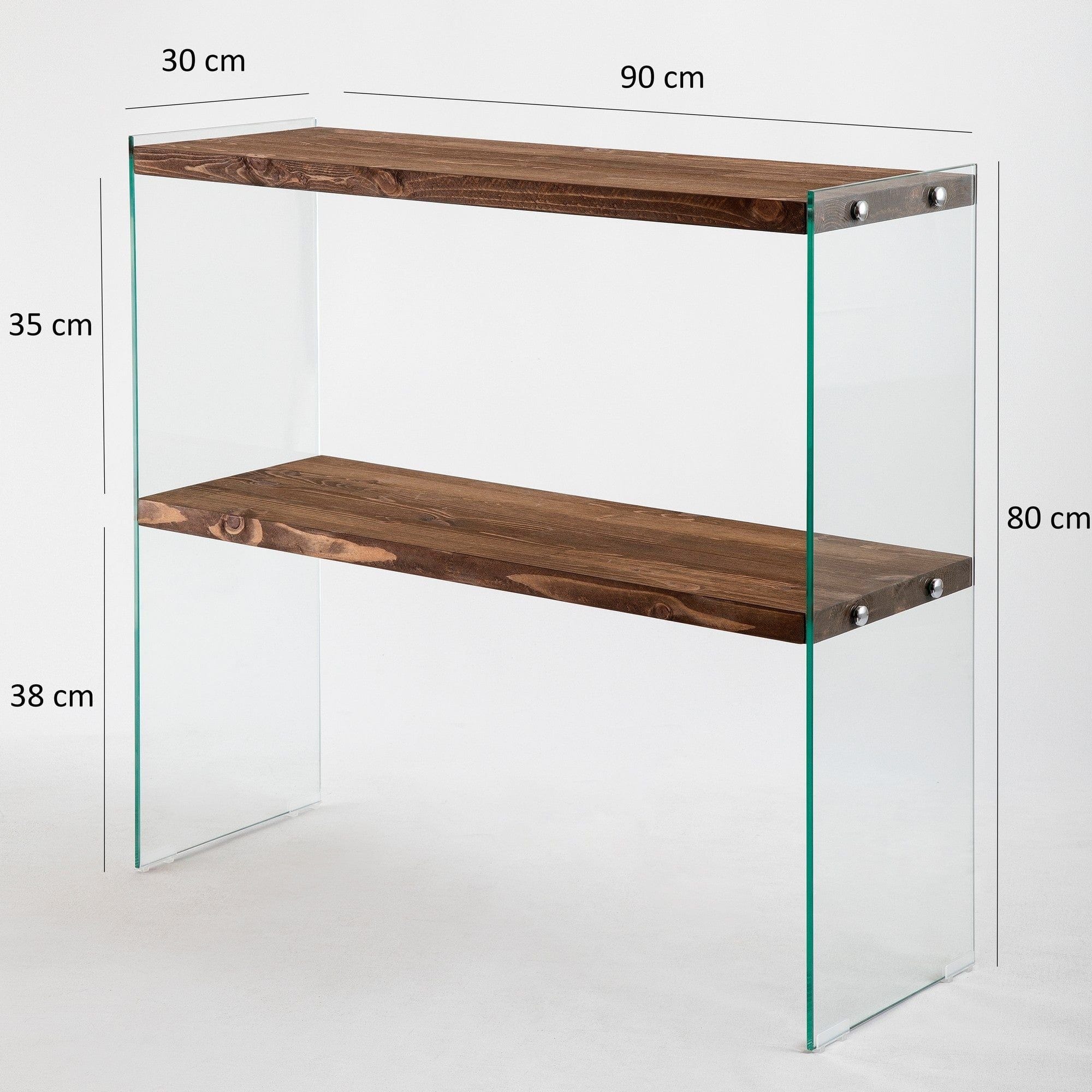Comoda VENEDIK, nuc, sticla/lemn, 90x30x80 cm