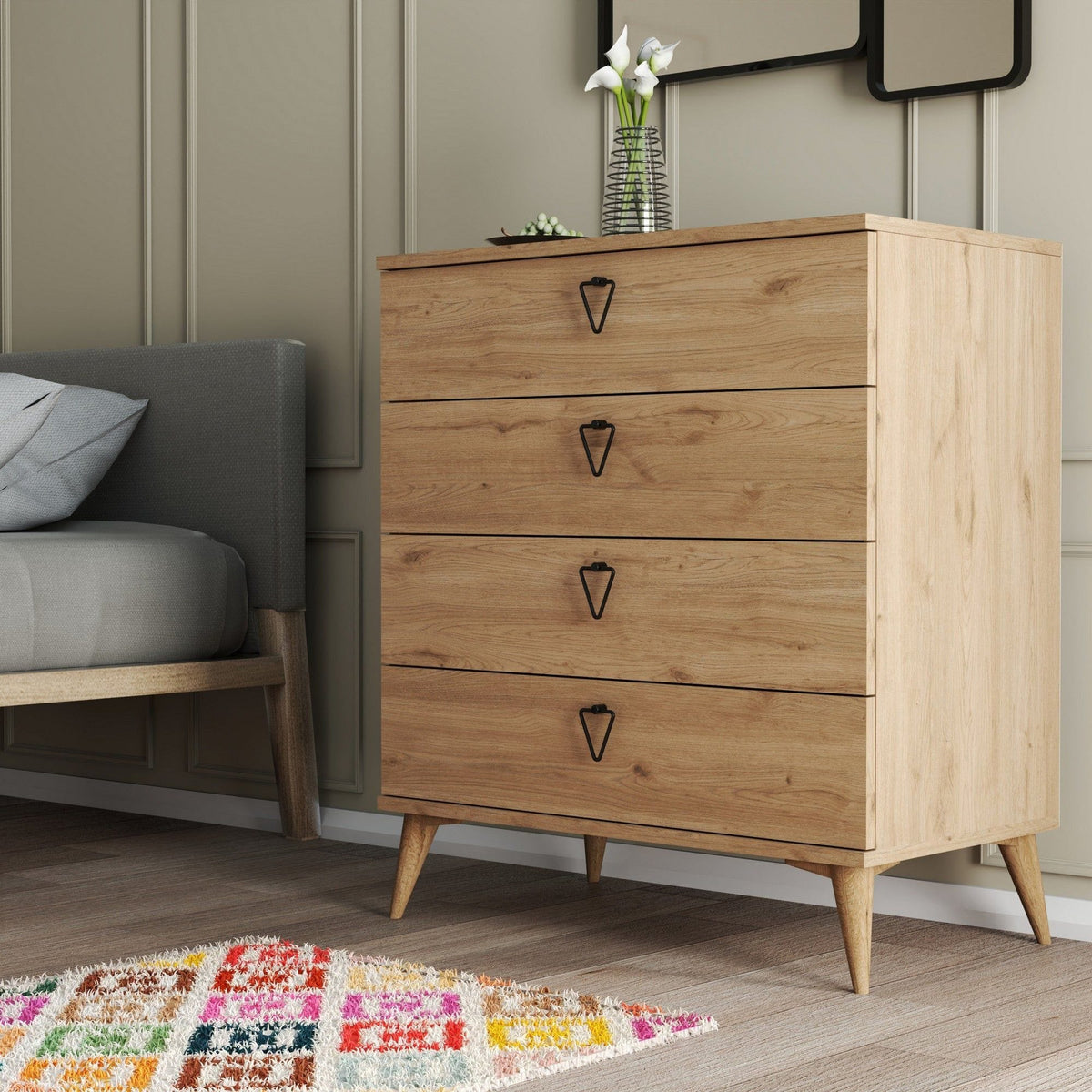 Comoda VERSA-CE, 3612, stejar, PAL melaminat, 80x45x91 cm