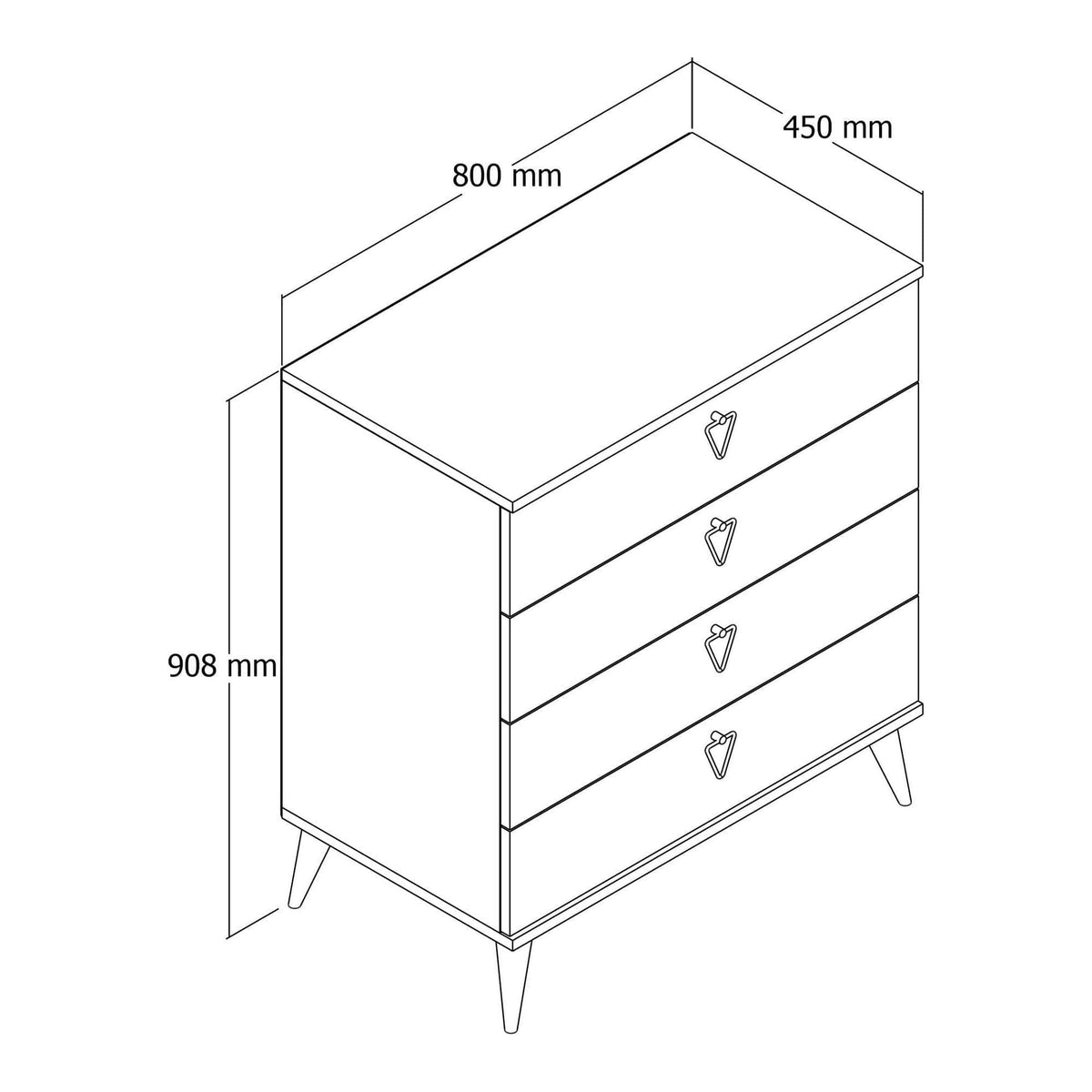 Comoda VERSA-CE, 3612, stejar, PAL melaminat, 80x45x91 cm