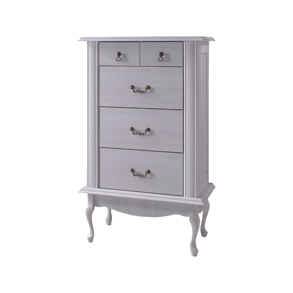 Comoda VILAR DA12, pin alb, DTD laminat/metal, 75x47x125 cm